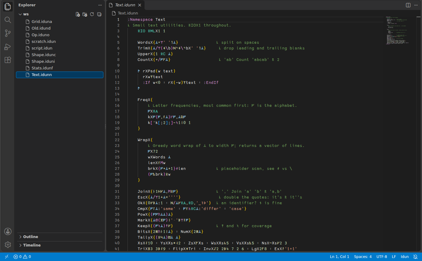 Idun highlighting in VS Code