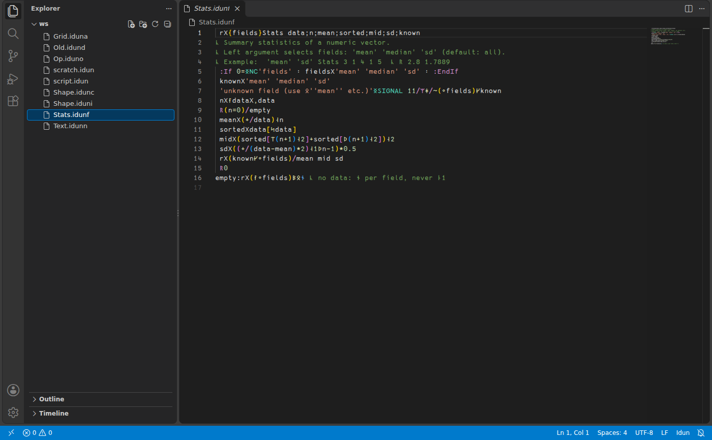 An Idun file open in VS Code